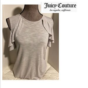 Juicy Couture Size Small
Cold shoulder Light gray heather 
Ruffled front detail